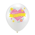 Palloncino Festa della Mamma bianco 12 pollici con cuore rosa e testo Happy Mother's Day - Bianco