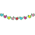 Tropical Hawaiian hibiscus flower garland with colorful blooms and green palm leaves - Flower Banner