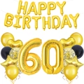 Set decorativo 60 anni con palloncini dorati a numero e palloncini neri e oro per feste - Set 60° Compleanno