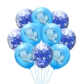 Blue elephant print balloons and transparent balloons with blue paper confetti - Blue Elephant And Blue Sequin