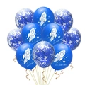 Space party balloon set with 12-inch rocket prints and blue sequin confetti balloons - Rocket Blue Confetti