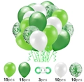 Green and white balloon set with confetti balloons and ribbons for party decorations - Dark Green + Light Green + White Mix