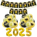 Kit de decoración para graduación 2025 en negro y dorado con globos y banner - Juego C: Banner Globo de Aluminio 2025 Globos y Cinta