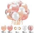 50pcs rose gold confetti balloon set with latex balloons and ribbons for party decor - Rose Gold + Champagne Gold + White Mix