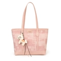 Borsa tote rosa a quadri sfumati con finiture in pelle e ciondolo a forma di cavallo - Con Ciondolo / Rosa