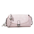 Rosa Baguette-Schultertasche mit Silberkette und süßem Kaninchen-Anhänger für Damen - Mit Anhänger / Rosa