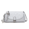 Metallic hellblaue Baguette-Tasche aus Leder mit Silberkette und Hundeanhänger - Mit Anhänger / Blau