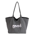 Grand sac cabas en toile à rayures grises avec imprimé good pour étudiants - Rayé Noir