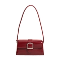 Leuchtend rote Lackleder-Achseltasche mit silberner Schnalle und Klappverschluss - Rot