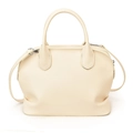Schicke beige Handtasche aus Kunstleder mit Tragegriffen und verstellbarem Gurt - Litchi Weiß