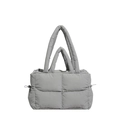 Hellgraue gesteppte Puffer-Tasche mit gepolsterten Trägern und Tunnelzug-Detail - Grau