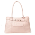 Borsa tote rosa cipria in ecopelle con fibbia decorativa e sottili spalline lunghe - Rosa