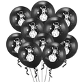 Black space themed latex balloon set with white astronaut prints and Space text for parties - Astronaut