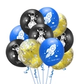 Space theme balloon set with astronaut print, rocket motifs and gold confetti decor - Rocket Astronaut Gold Confetti