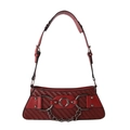 Chique bordeauxrode motorcrossbodytas met geweven textuur en zilverkleurige metalen ketting - Rood