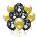Space theme balloon set with black astronaut prints and gold confetti sequins - Astronaut Gold Confetti