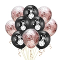Space theme balloon set with black astronaut prints and rose gold confetti balloons - Astronaut Rose Gold Confetti