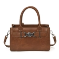 Braune Vintage-Handtasche mit goldenem Herzschloss und abnehmbarem Schultergurt - Braun