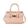 Rosafarbene minimalistische Tragetasche mit silberner Herzschnalle und Gurtband - Rosa