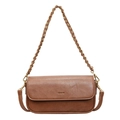 Bolso baguette de cuero marrón con relieve NO FILTER y correa de cadena metálica - Marrón