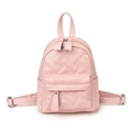 Mini mochila rosa acolchada con bordado de corazones y correas versátiles - Rosa
