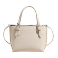 Bolso tote retro blanco crema con textura de lichi y correa de hombro ajustable - Blanco