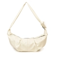Bolso bandolera beige de media luna con base plisada y detalle de correa anudada - Blanco