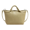 Bolso tote beige minimalista con asas superiores y correa ajustable para mujer 2026 - Verde
