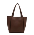 Bolso tote grande de cuero PU suave en marrón chocolate con correas anchas - Marrón
