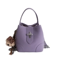 Borsa a secchiello viola minimalista da donna con catena e ciondolo a forma di orso - Viola con Ciondolo