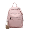 Sac à dos minimaliste en cuir PU rose clair pour femme avec porte-clés pompon et grande taille - Avec Pendentif / Rose