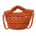 Sac de plage en crochet orange vif avec poignées et bandoulière amovible élégante - Orange
