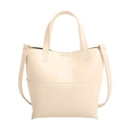 Sac à main minimaliste blanc crème avec surpiqûres et bandoulière réglable - Blanc