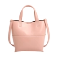 Sac à main élégant rose clair en similicuir avec double poignée et bandoulière - Rose