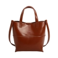 Sac fourre-tout marron rouge en similicuir avec poignées et bandoulière amovible - Marron