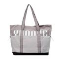 Große Shopper-Tasche mit grauem Patchwork-Design und weißem Logo-Aufdruck-Detail - Grau