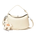 Cream hobo bag in wrinkled faux leather with horse charm and adjustable strap - With Pendant / Off White