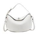Minimalist white shoulder bag with silver twist lock and detachable strap - Off White