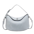Minimalist light blue baguette bag in high-quality matte leather with T-shaped buckle - Blue