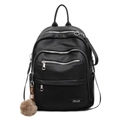 Sac à dos polyvalent en cuir noir avec plusieurs fermetures éclair et pendentif - Avec Pendentif / Noir