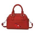 Lebhafte rote Baguette-Tasche mit gesticktem Pony und abnehmbarem Schultergurt - Rot