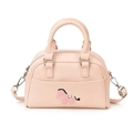 Zartrosa Handtasche im Boston-Stil mit Plüschwelpen-Stickerei und Umhängeriemen - Rosa
