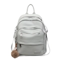 Sac à dos mode gris clair multi-poches en cuir grainé avec un porte-clés en peluche - Avec Pendentif / Bleu