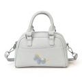 Mini bolso boston azul claro de cuero sintético con un parche bordado de poni - Azul