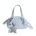 Mini baby blue Boston bag with silver star charm and detachable shoulder strap - Blue