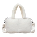 Quilted white puffer tote bag with puffy handles and adjustable shoulder strap - Off White