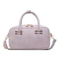 Light purple suede baguette bag with gold bone-shaped hardware and dual zippers - Purple