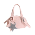 Pink minimalist baguette bag with dual star pendants and adjustable crossbody strap - Pink