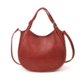 Bolso montura vintage rojo oscuro en cuero texturizado con asa y correa de hombro - Rojo