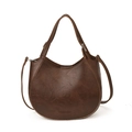 Bolso de montura vintage marrón oscuro con asas dobles y correa de hombro fina - 26x9.5x22cm / Marrón